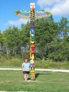 Mindy Sinclair with Totem Pole